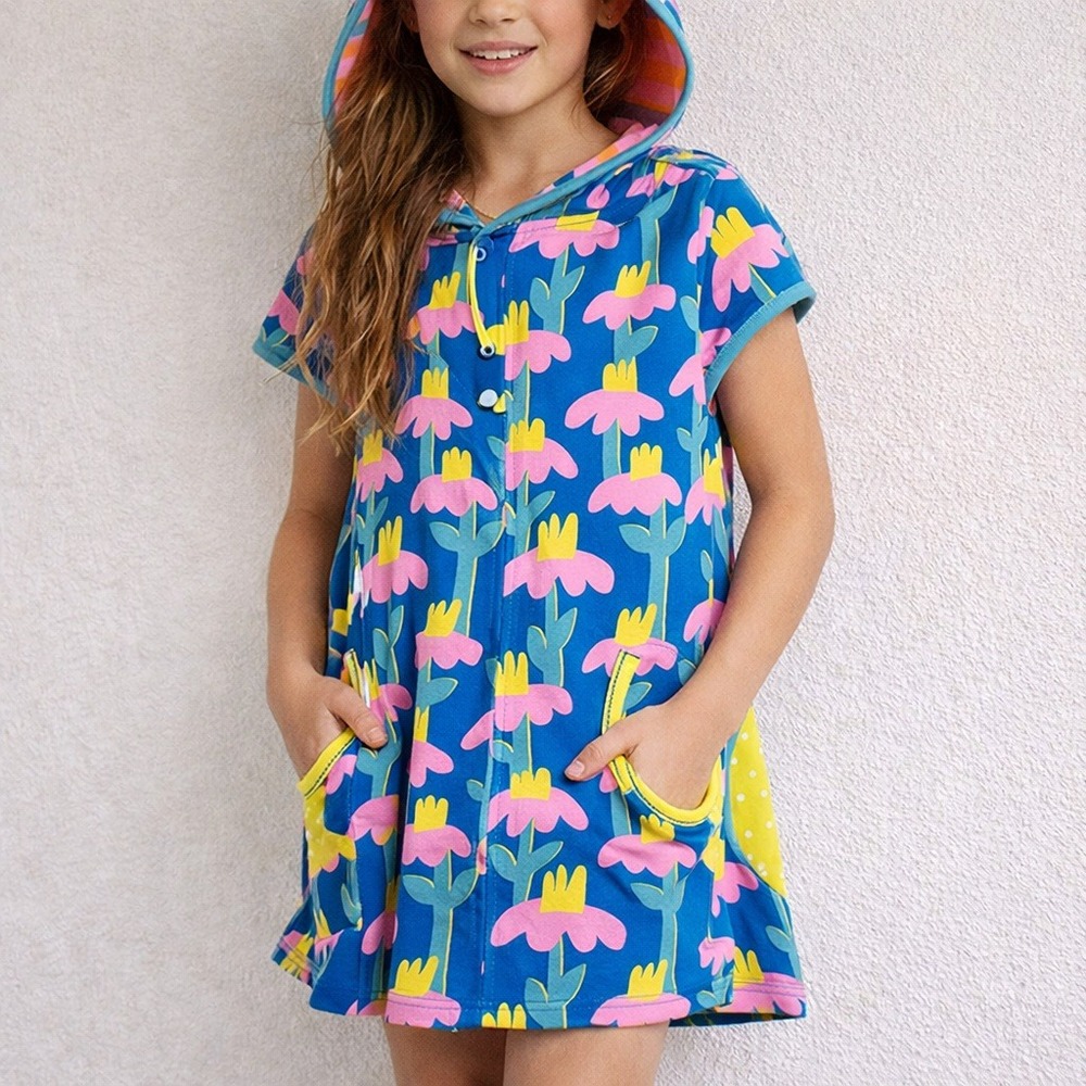 Finding Foxtale Chasing Daisies Hoodie Tunic Top Girls 12 Blue Pink Whimsical